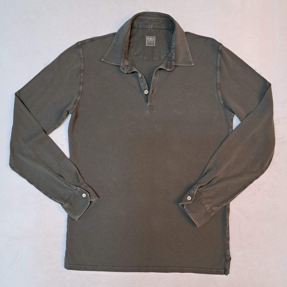 Fedeli Long Sleeve Cotton Polo Shirt